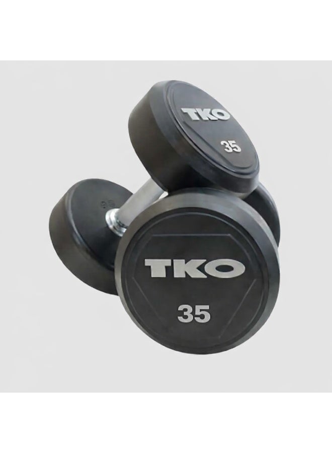 TKO Solid Steel Dumbbell 35lbs | Rubber Coated Heavy Duty Gym Workout Weight